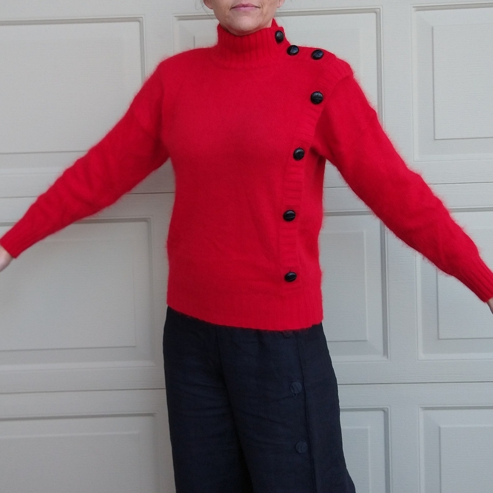 Red Angora I B Diffusion Turtleneck Sweater S - image 3